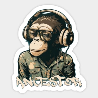 Chimpanzee Ancestor, lowbrow style 2 Sticker